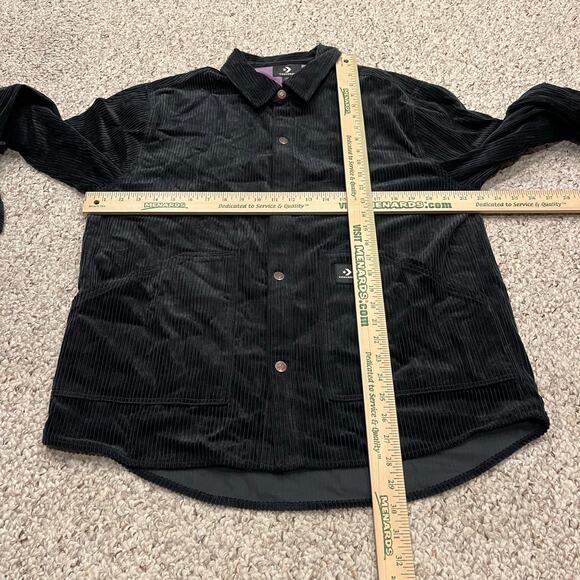 Converse Corduroy Long Sleeve Button Down Shirt Black sz M Shacket - Picture 4 of 6